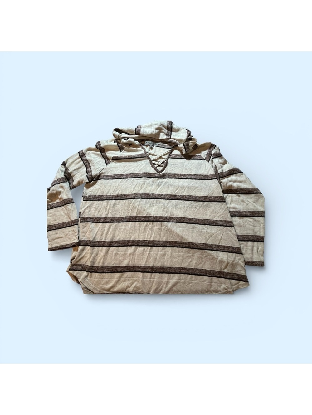 Beige and Brown Striped Lightweight Hoodie